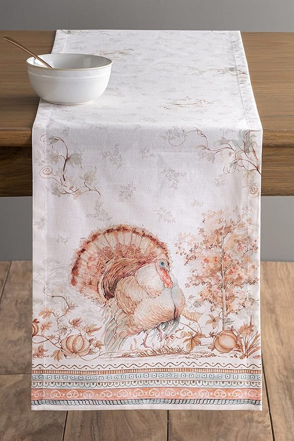 Maison d' Hermine Table Runner 100% Cotton Single Layer Table Runners 72 inches Long for Thanksgiving Christmas Decorations Home Kitchen Dining Party Wedding (Giving Thanks, 14.5" x 72")