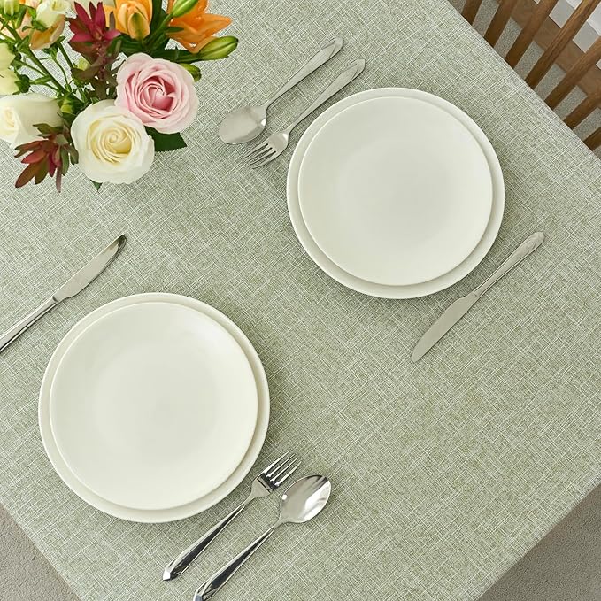 maxmill Flaxy Faux Linen Tablecloth with 2-Tone Slubby Texture Wrinkle Free Anti-Shrink Soft Table Cloth for Kitchen Dining Tabletop for Outdoor and Indoor Use Rectangle 60 x 84 Inch Sage