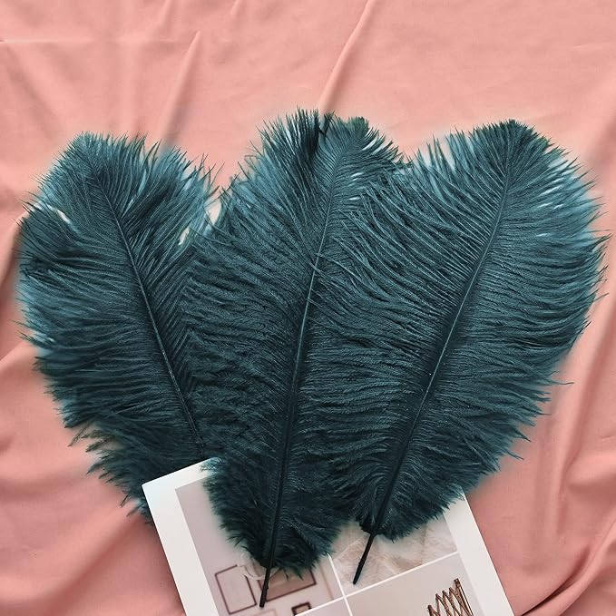 Ballinger Teal Ostrich Feathers Bulk - 24Pcs 12-14inch Feathers for Party Centerpieces,DIY Crafts and Home Decor