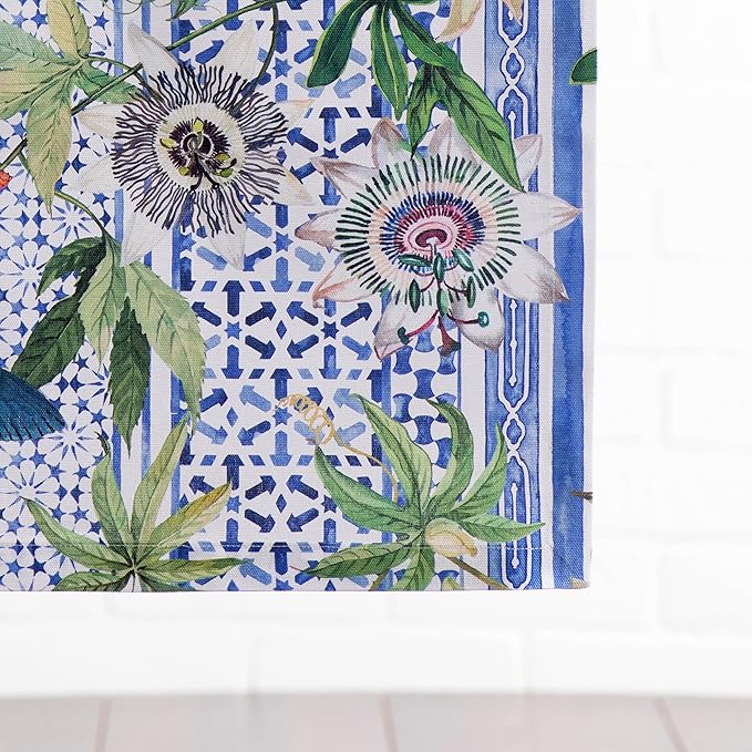 Maison d' Hermine Table runner 100% Cotton Single Layer Table Runners 72 inches long Decorative for Home Kitchen Dining Party Baby Shower Wedding Bridal Shower Spring Summer (Passiflora, 14.50" x 72")
