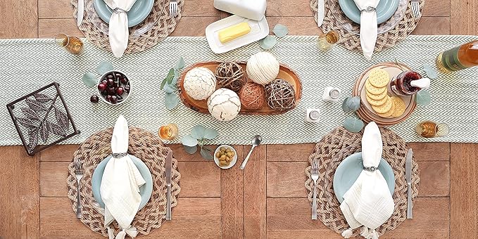 DII Woven Basic Tabletop Collection, Chevron Table Runner, 15x108, Artichoke