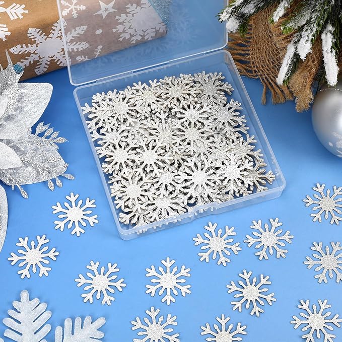 MARFOREVER Christmas Snowflake Glitter Confetti, Silver Snowflake Paper Confetti Snow Sprinkles Winter Wonderland Party Table Centerpiece for Wedding Supplies Christmas Party Decorations