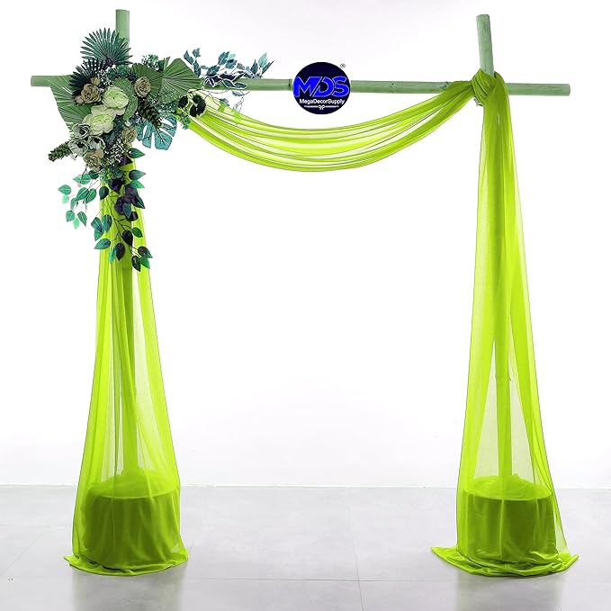MDS Halloween Chiffon Draping Fabric - 1 Panel, 30" Wide x 40ft Long - Sheer Spooky Arbor & Canopy Drapery for Haunted House Backdrops, Party Ceilings, DIY Costumes & Themed Events - Parrot Green