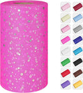 Glitter Tulle Rolls, 6' by 50 Yards (150FT) Sequin Tulle Netting Fabric for Tutu Skirts Sewing Birthday Wedding Party Decoration (Dark Pink)