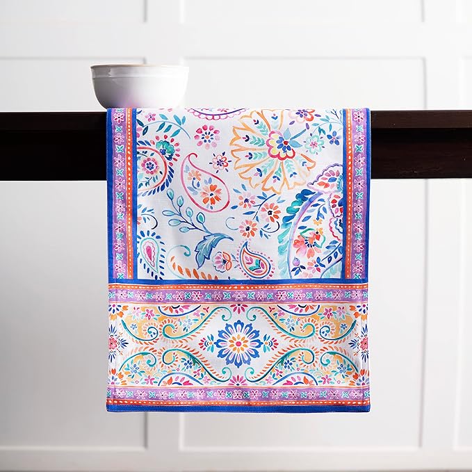 Maison d' Hermine Table Runner 100% Cotton Double Layer Table Runners 108 inches Long Decorative for Home Kitchen Dining Party Wedding Bridal Shower Spring Summer (Indian Floral, 14.50" x 108")