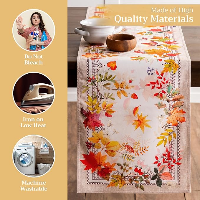 Maison d' Hermine Table Runner 100% Cotton Double Layer Table Runners 108 inches Long for Thanksgiving Christmas Decorations Home Kitchen Dining Party Wedding (Amarante, 14.5" x 108")