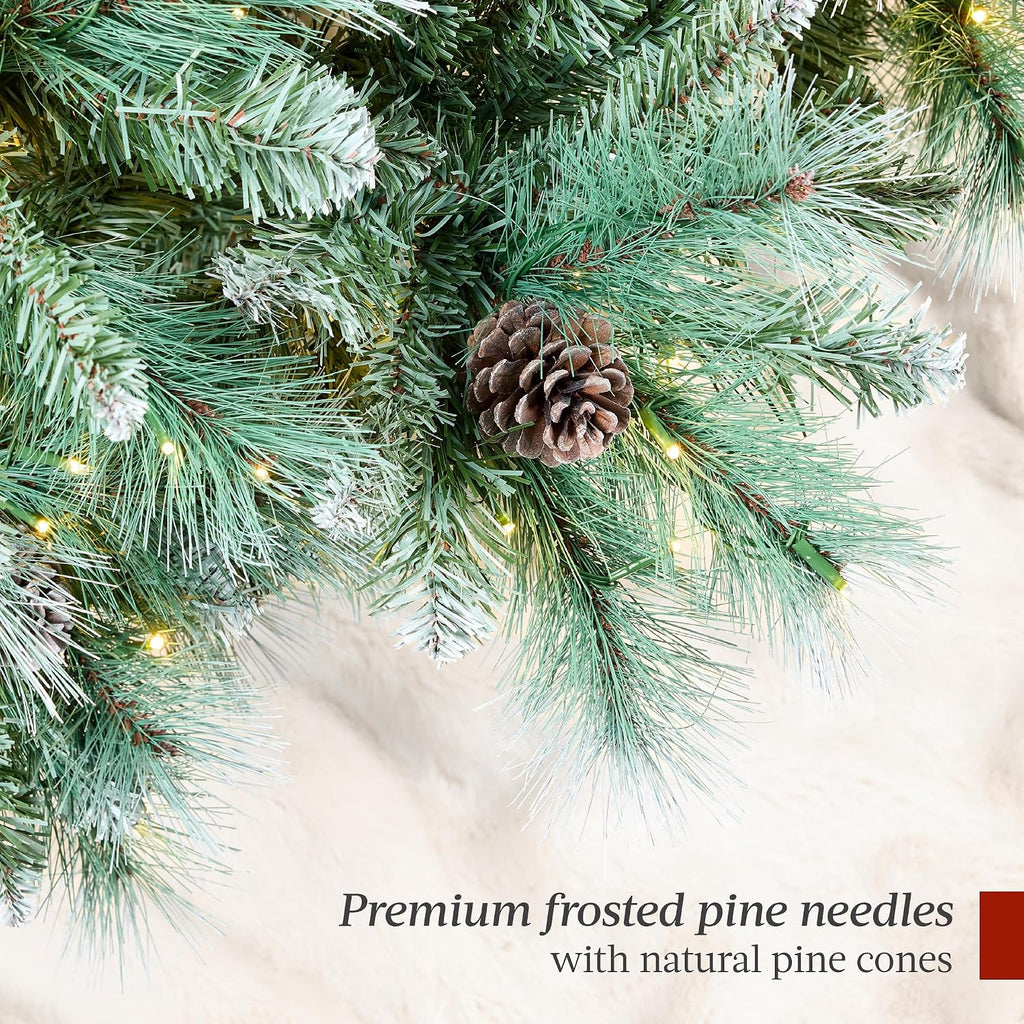 best choice products 7.5ft pre-lit scotch pine christmas on a desk or shelf