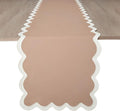Folkulture Table Runners | Fall Table Runner 108 inches Long | Scallop Table Runner for Fall Decor or Boho Decor | Brown Table Runners for Dining Room | Thanksgiving Decorations for Home