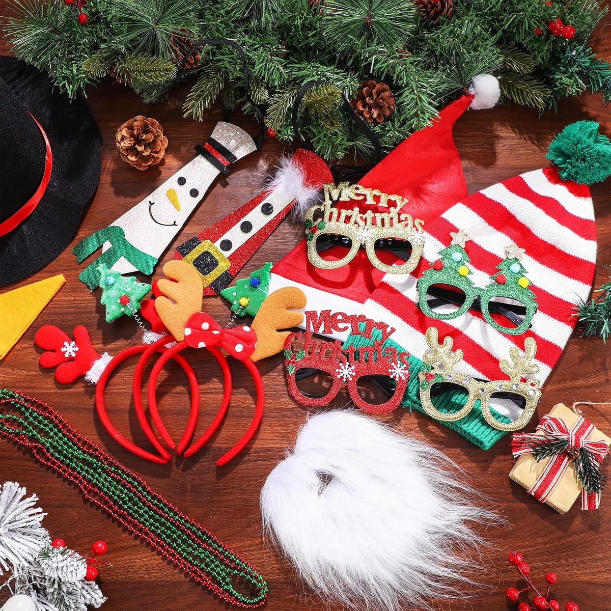 Viorawhite 19 Pcs Christmas Photo Booth Props, Xmas Party Accessories