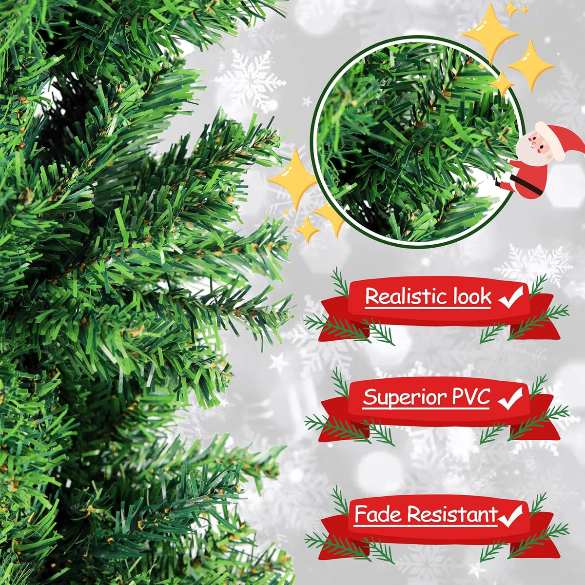 suunyglade 4ft green artificial christmas tree, premium hinged, close-up detail