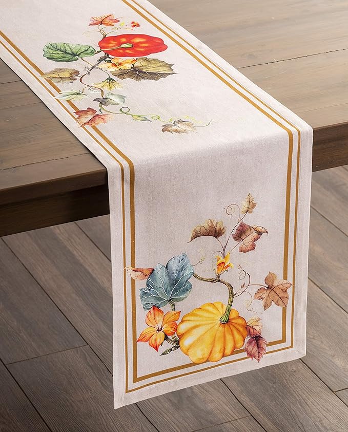 Maison d' Hermine Table Runner 100% Cotton Single Layer Table Runners 90 inches Long for Thanksgiving Christmas Decorations Home Kitchen Dining Party Wedding (Potiron, 14.5" x 90")