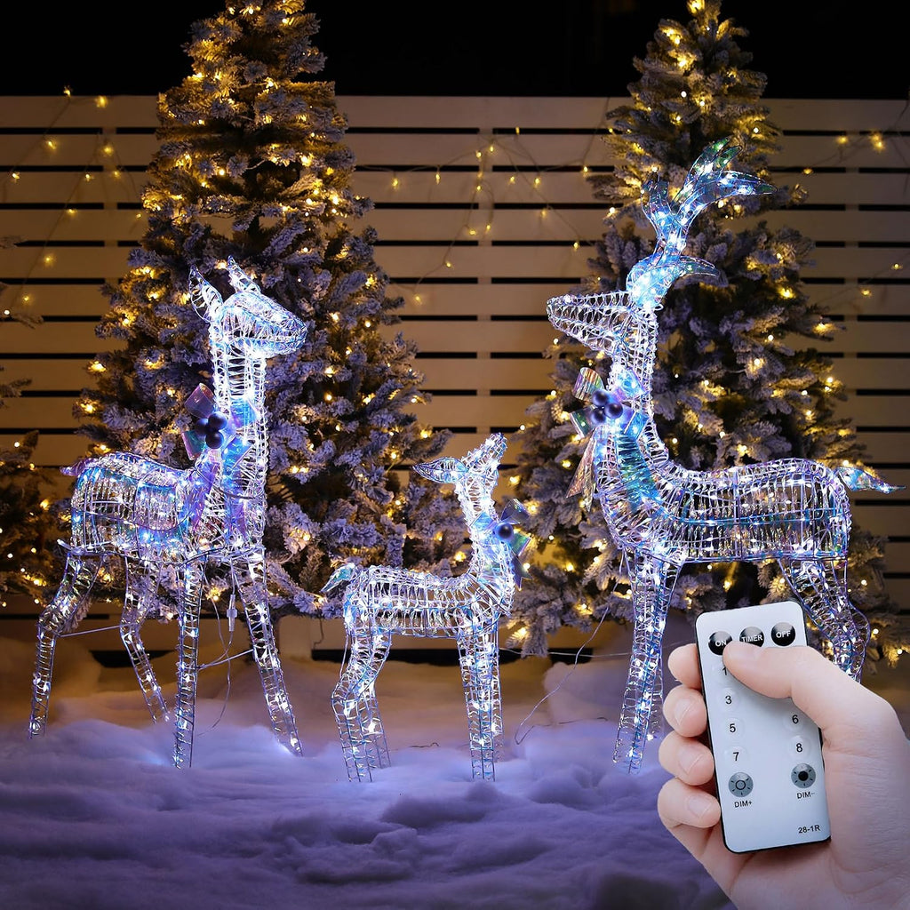 3d large christmas deer outdoor decorations with timer&remote shown in use
