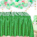 QueenDream Rectangle Tablecloth 90x132 Inches Green Sequin Table Clothes Overlay Birthday Decorations