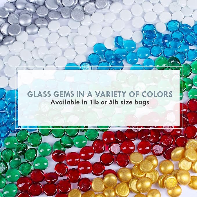 Galashield Flat Glass Marbles for Vases Red Glass Gems Beads Pebbles Vase Filler (1 LB, Approx. 105 PCS)