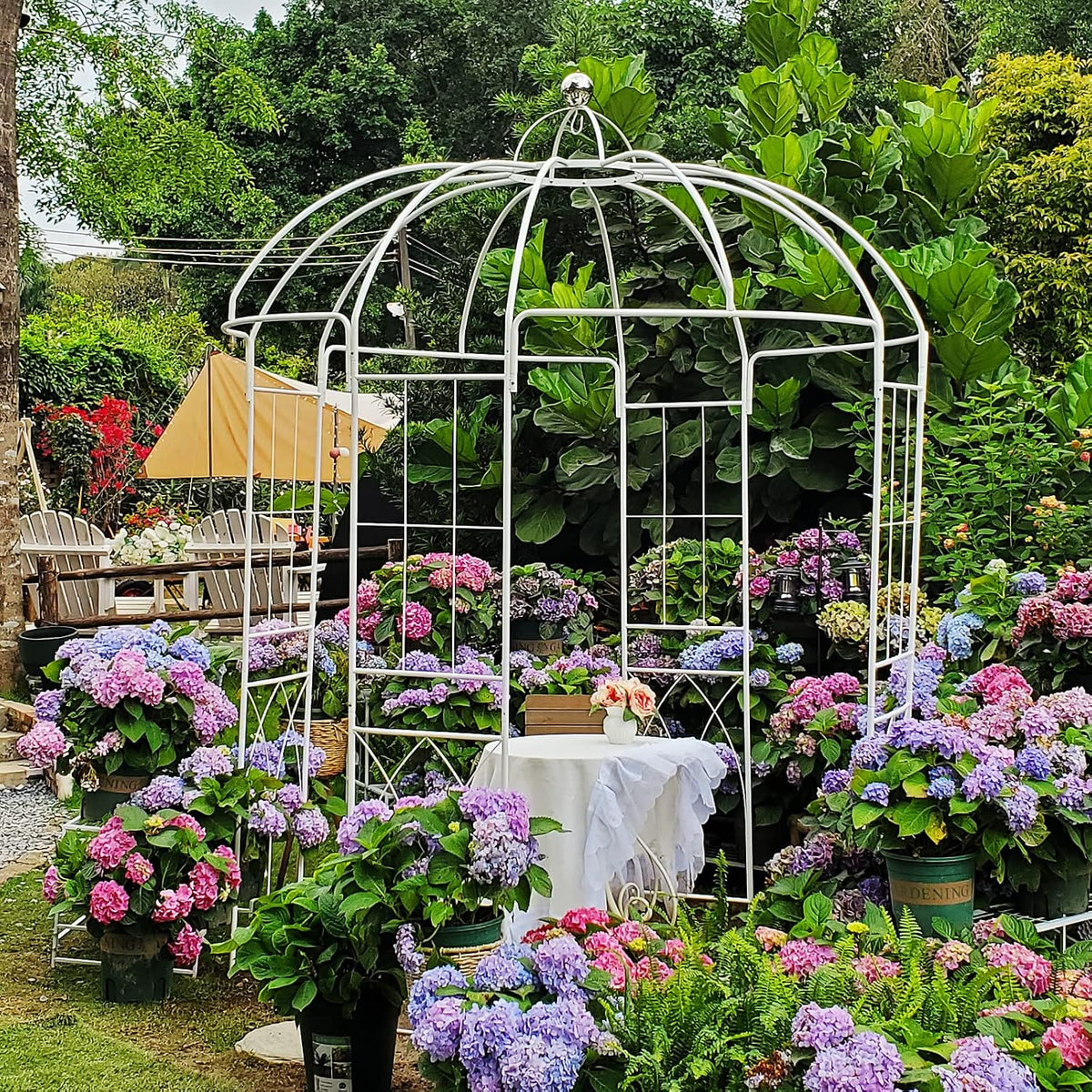 Birdcage Shape Garden Arches Arbors,9' High x 6.8' Wide,Metal Gazebo ...