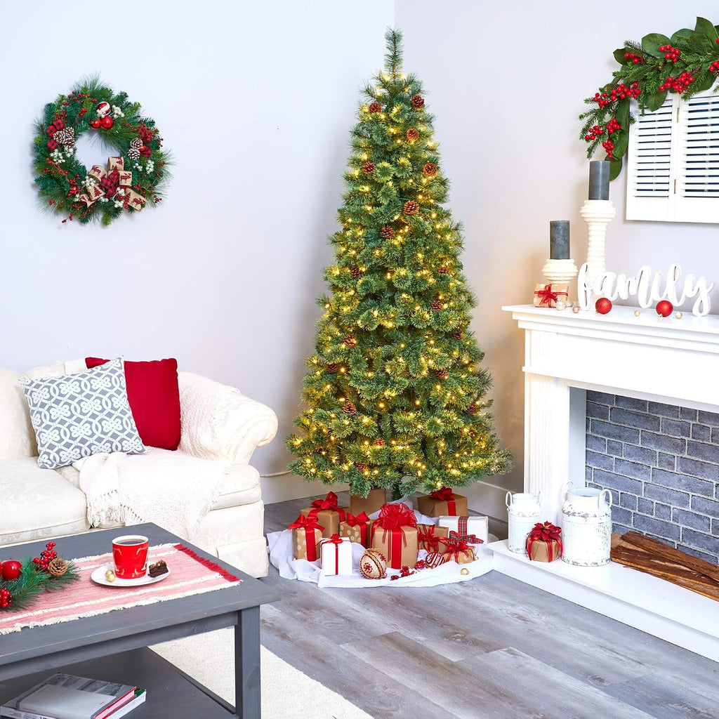 nearly natural 7ft pre-lit pine artificial christmas tree, package contents