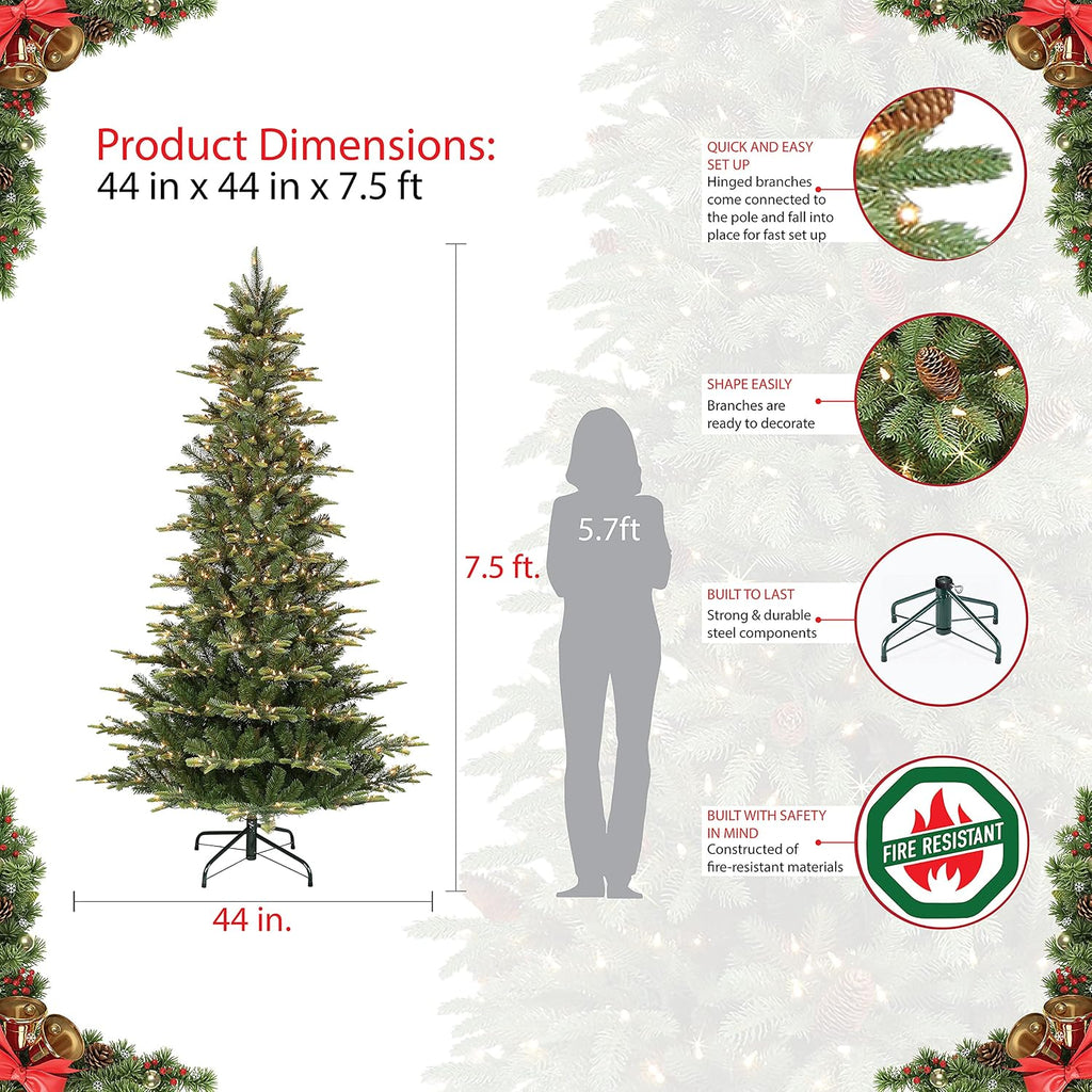 puleo international 7.5ft pre-lit slim aspen fir artificial, package contents