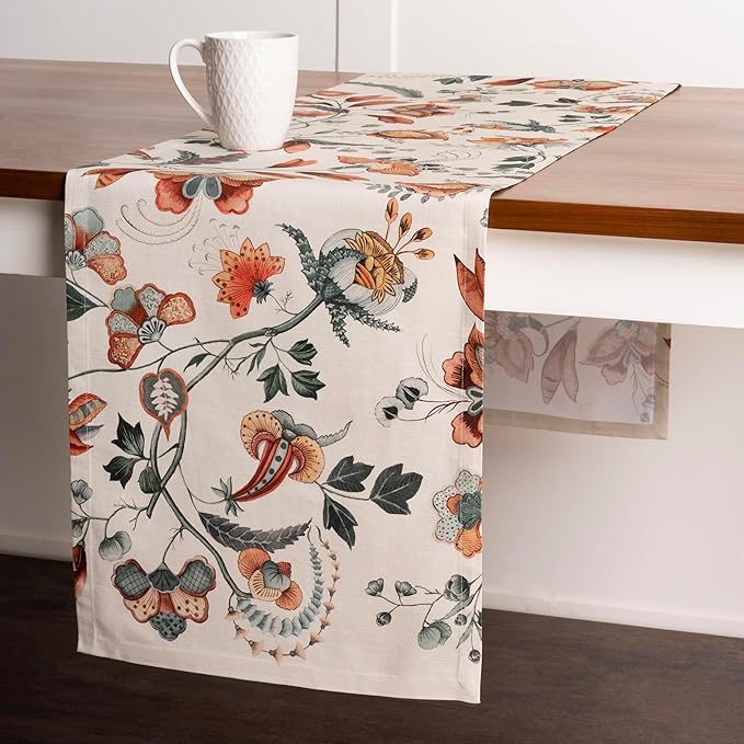 Maison d' Hermine Table Runner 100% Cotton Single Layer Table Runners 72 inches Long for Thanksgiving Christmas Decorations Home Kitchen Dining Party Wedding (Dalida, 14.5" x 72")