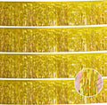 Laser Gold Christmas Decorations Tinsel Garland Parade Float Decorations for Trailer 4Pack 12FT Christmas Party Decor Ceiling Fringe Banner Gold Backdrop for Streamers Party Decorations