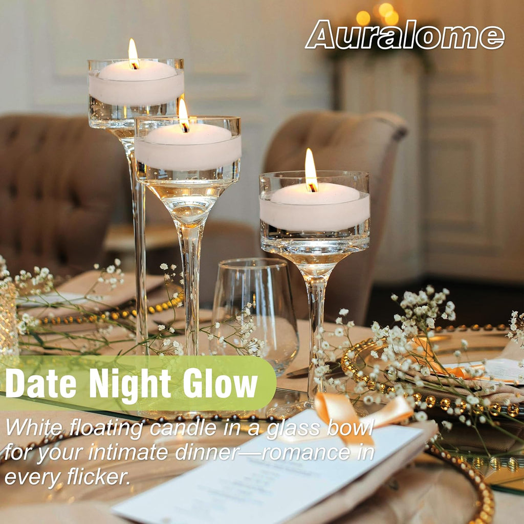 Floating Candles 3-Inch - Large White 12 Pack 8-10 Hour Slow Burn | Unscented Dripless Non Toxic Odorless Real Wax Wedding Centerpieces
