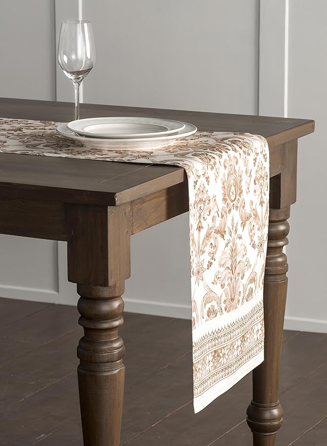 Maison d' Hermine Table Runner 100% Cotton Double Layer Table Runners 108 inches Long for Thanksgiving Christmas Decorations Home Kitchen Dining Party Wedding (Allure, 14.5" x 108")