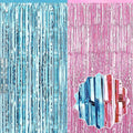 6 Pack Pink Blue Foil Fringe Curtains Backdrop, 3.28 x 8.2 Ft Metallic Streamers Tinsel Curtains Background for Photo Booth, Birthday, Weddings, Carnivals, Graduation, Themed Party Decorations
