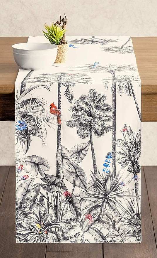 Maison d' Hermine Table Runner 100% Cotton Double Layer Table Runners 72 inches Long for Thanksgiving Christmas Decorations Home Kitchen Dining Party Wedding (Amazonia, 14.5" x 72")