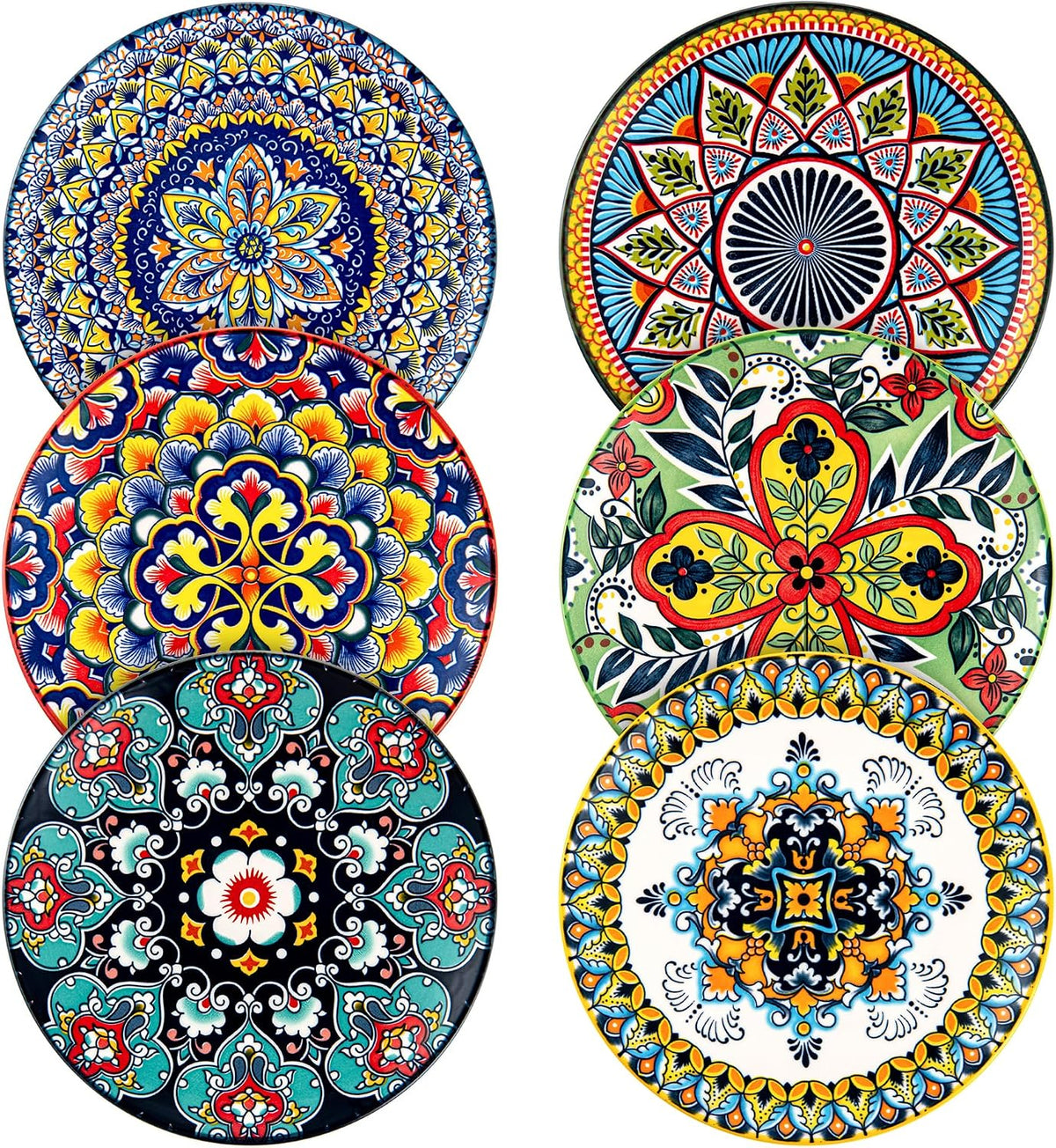 Boho Ceramic Dessert Plates Set of 6, 6 Inch Appetizer & Side Plates