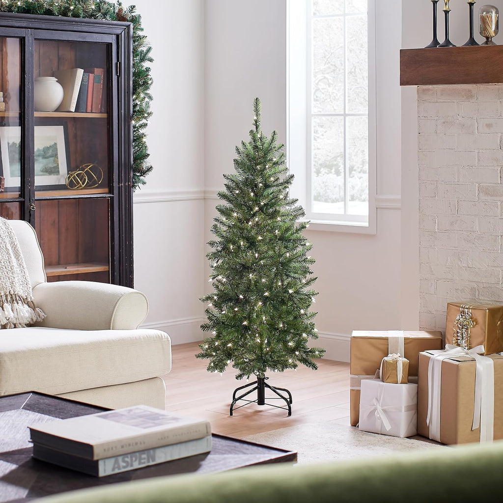 national tree company 4.5ft pre-lit kingswood fir slim, side view