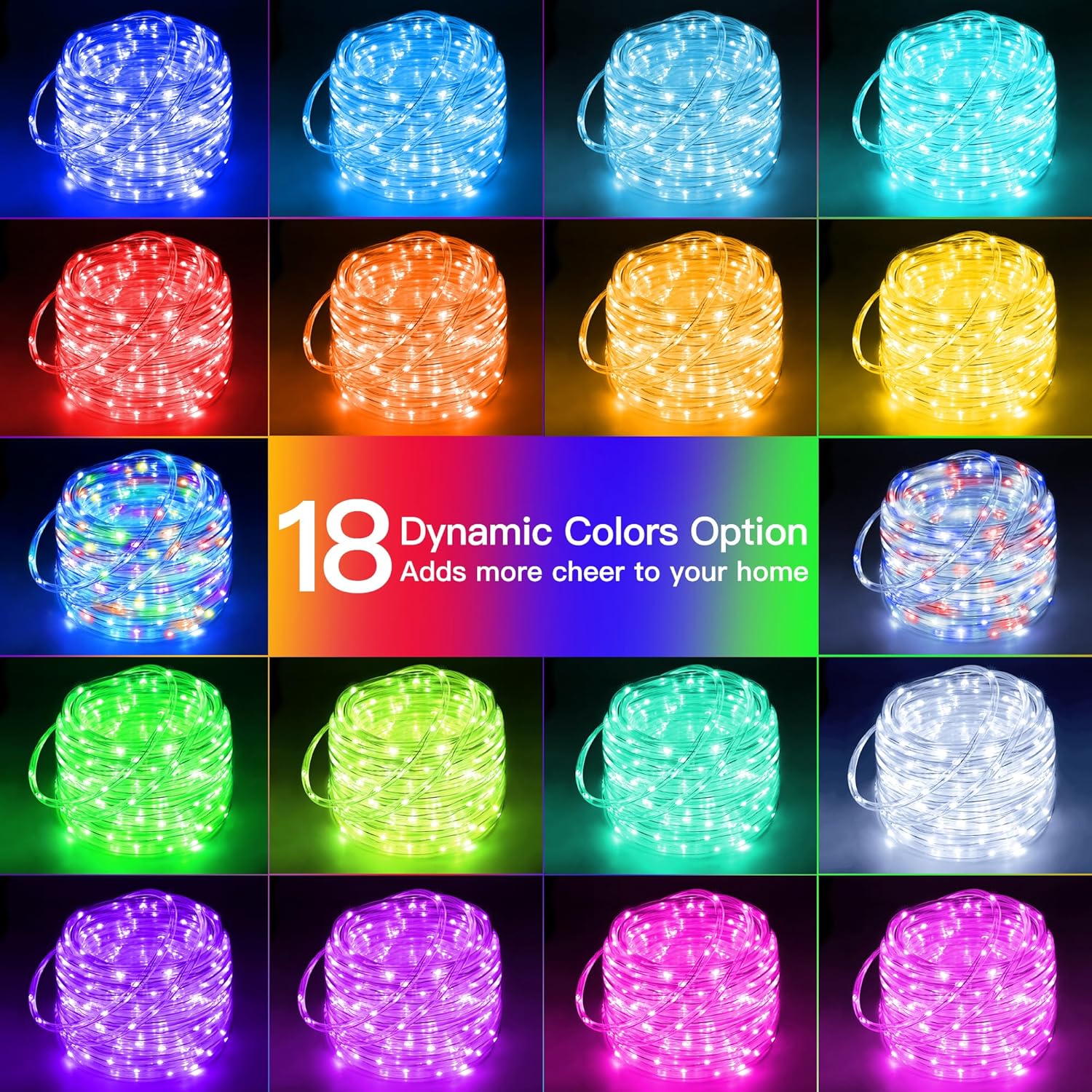 Ollny Rope Lights Outdoor Color Changing, 66FT 200 LED Waterproof Plug in Christmas Lights with Remote, 16 Colors Twinkle Outdoor String Lights for Outside Indoor Party Easter Holiday Decorations