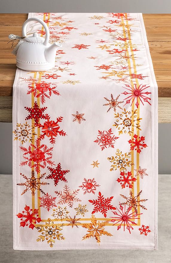 Maison d' Hermine Table Runner 100% Cotton Double Layer Table Runners 108 inches Long Decorative for Home Kitchen Dining Party Baby Shower Wedding Bridal Shower (Crystal Star, 14.50" x 108")