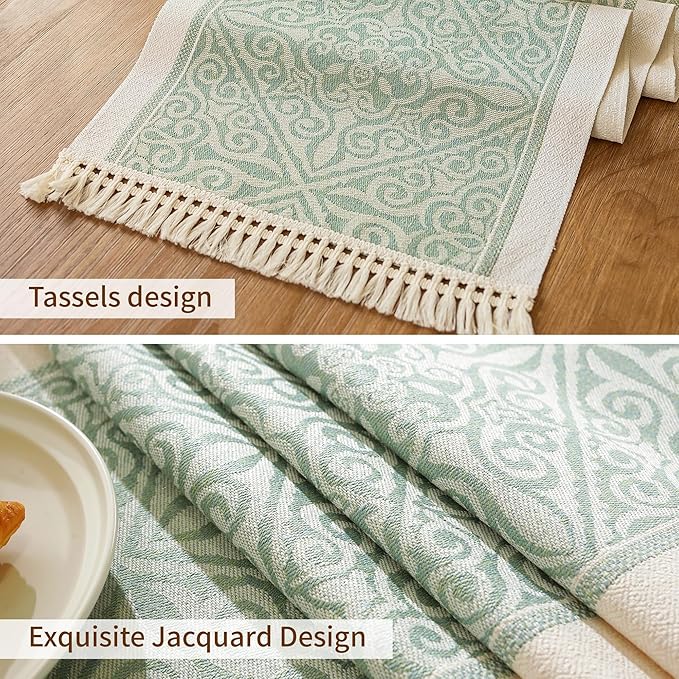 Table Runners 63 Inches,Waterproof Boho Table Runner with Tassel Fringe,Table Runner for Party Coffee Table