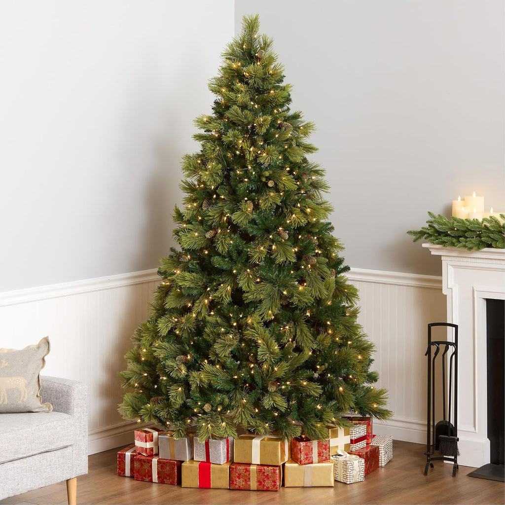 national tree company 7.5ft pre-lit carolina pine artificial shown in use