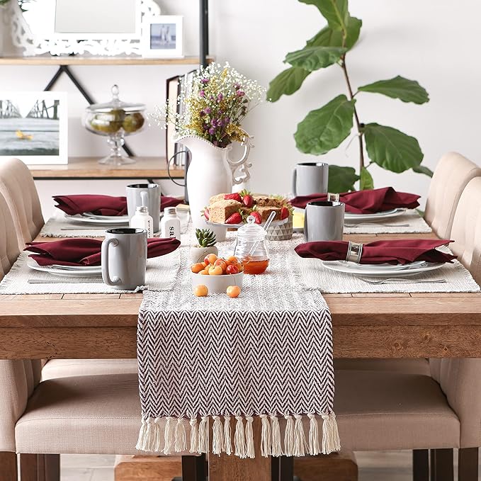 DII Woven Basic Tabletop Collection, Chevron Table Runner, 15x72, Eggplant