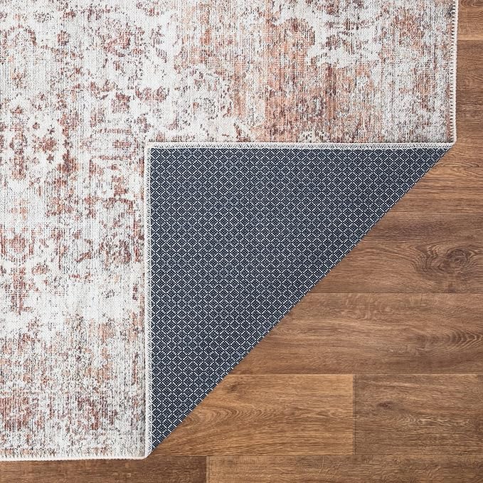 Bloom Rugs Washable Non-Slip 7 ft Runner - Ivory/Blush Traditional Runner for Entryway, Hallway, Bathroom, and Kitchen - Exact Size: 2.5' x 7'