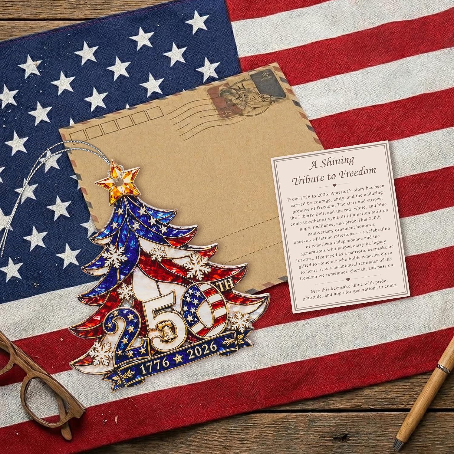 Christmas Ornaments - 250 Anniversary USA Merchandise - Christmas Ornament 2026 - United States 250th Anniversary Decor – America 250 Years Patriotic Home Decor