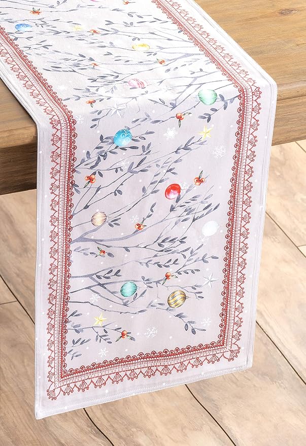 Maison d' Hermine Table Runner 100% Cotton Double Layer Table Runners 72 inches Long for Thanksgiving Christmas Decorations Home Kitchen Dining Party Wedding (Fairy Christmas, 14.5" x 72")