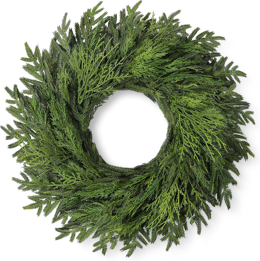 26" large cedar norfolk pine wreath for front, main product view