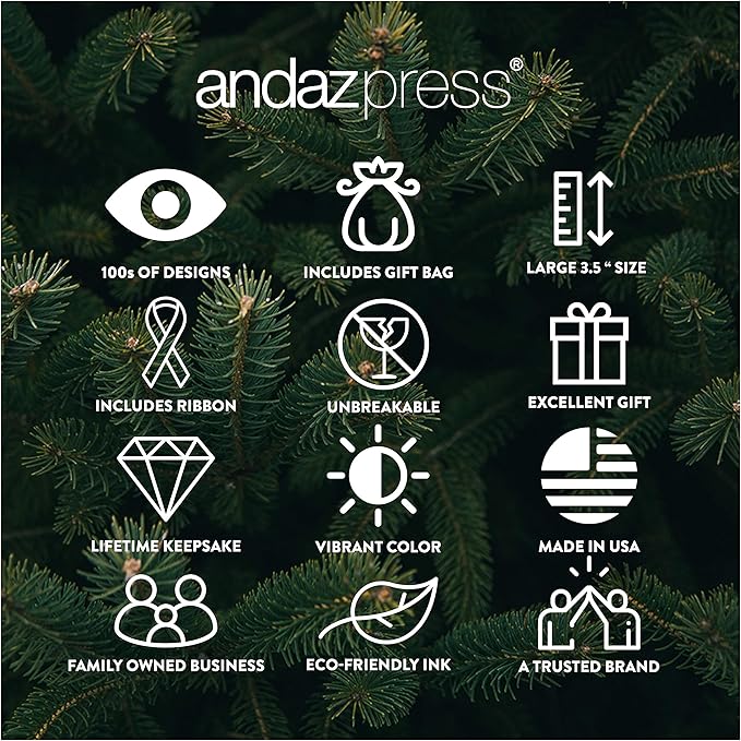 Andaz Press Bulk Photo Personalized Gift And Party Favors Collection, Metal Christmas Ornaments With Ribbon And Gift Bag, Custom Photo, 6-Pack Christmas Ornaments Bulk Custom Ornaments Bulk
