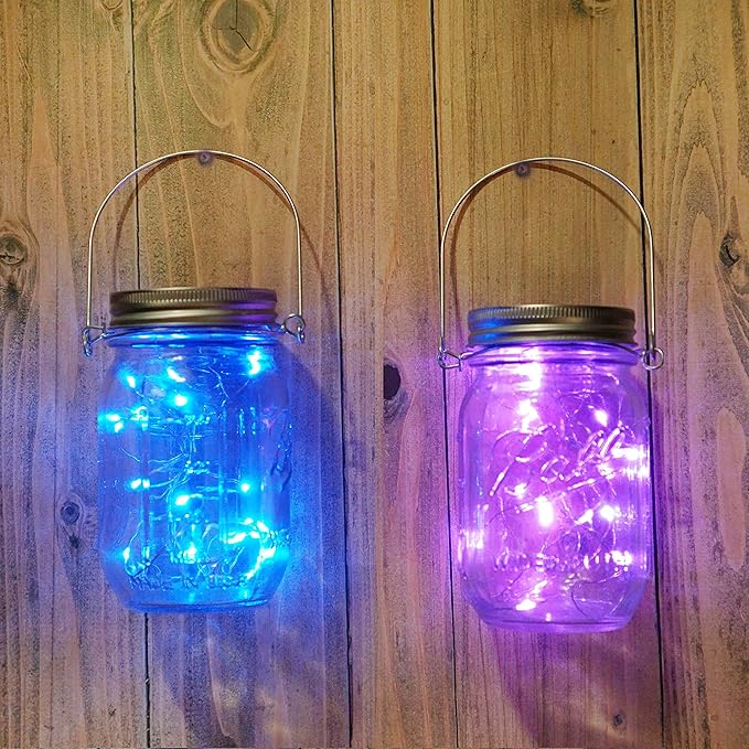 Decorman Solar Mason Jar Lid Lights, 6 Pack 20 LED Waterproof String Fairy Star Firefly Jar Lids Lights for Patio Garden Yard Lawn Party Wedding Christmas Decoration(Jars & Hangers Not Included)