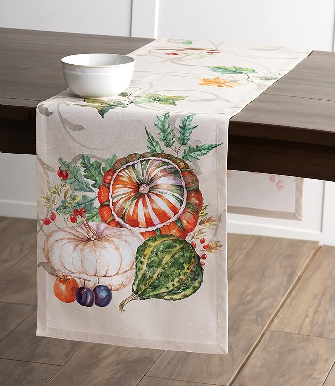 Maison d' Hermine Table Runner 100% Cotton Single Layer Table Runners 108 inches Long for Thanksgiving Christmas Decorations Home Kitchen Dining Party Wedding (Lumina, 14.5" x 108")