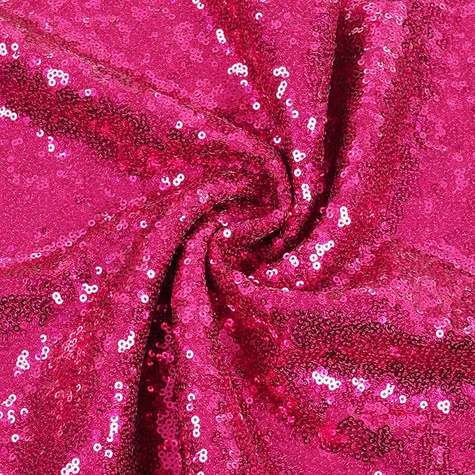 SquarePie Sequin Tablecloth 50 x 72 Inch Hot Pink Glitter Table Linen for Wedding Party