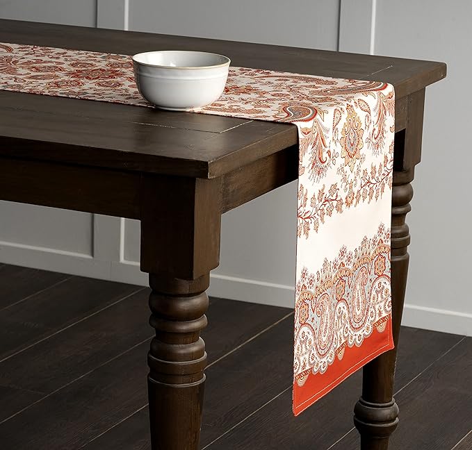 Maison d' Hermine Table Runner 100% Cotton Double Layer Table Runners 108 inches Long for Thanksgiving Christmas Decorations Home Kitchen Dining Party Wedding (Cachemire, 14.5" x 108")