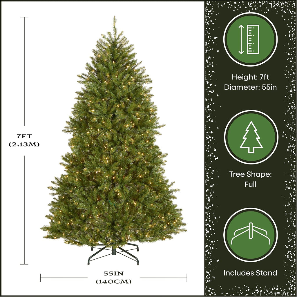 national tree company 7ft pre-lit dunhill fir artificial, side view