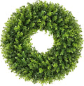 20 inch artificial boxwood wreath for front door, main product view