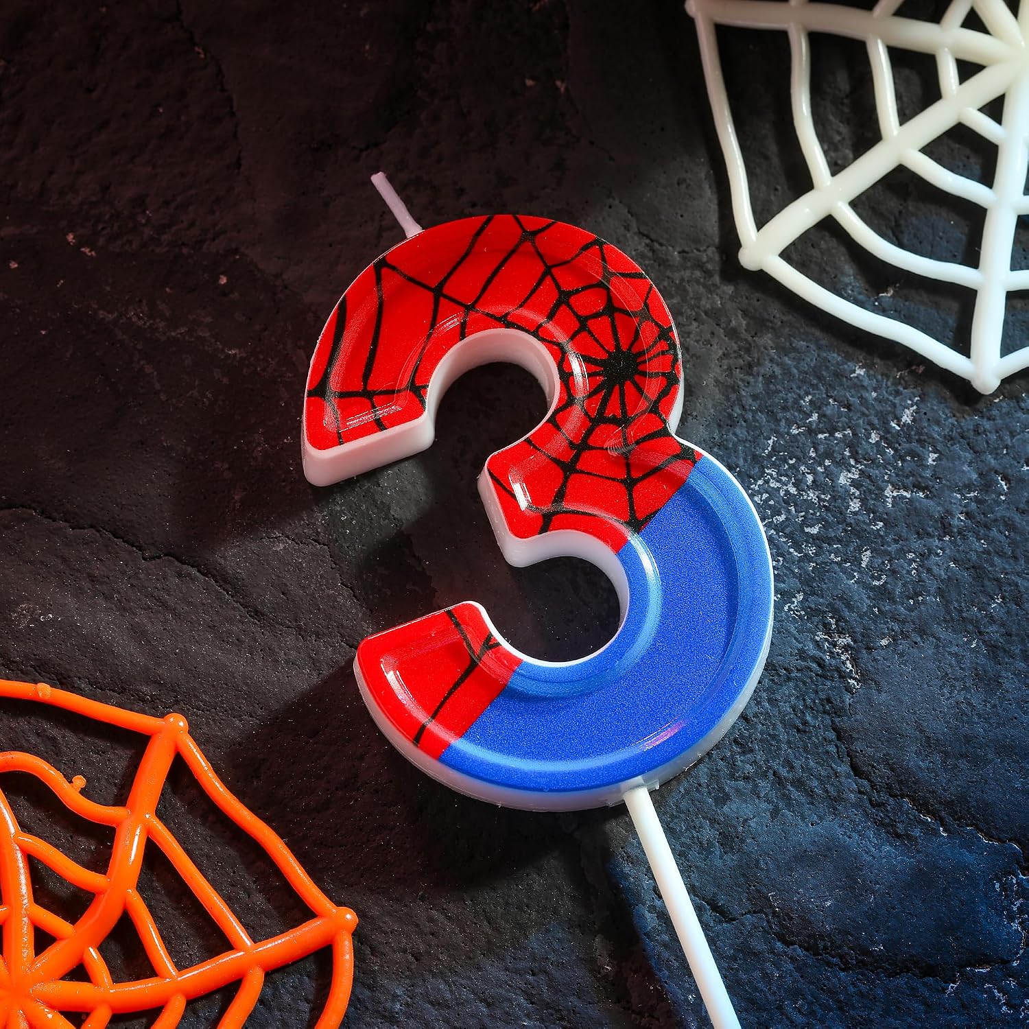 PHD CAKE 2.76 Inch Number 3 Fun Spider Birthday Candles, Spider Number Candles, Cake Number Candles, Party Celebration