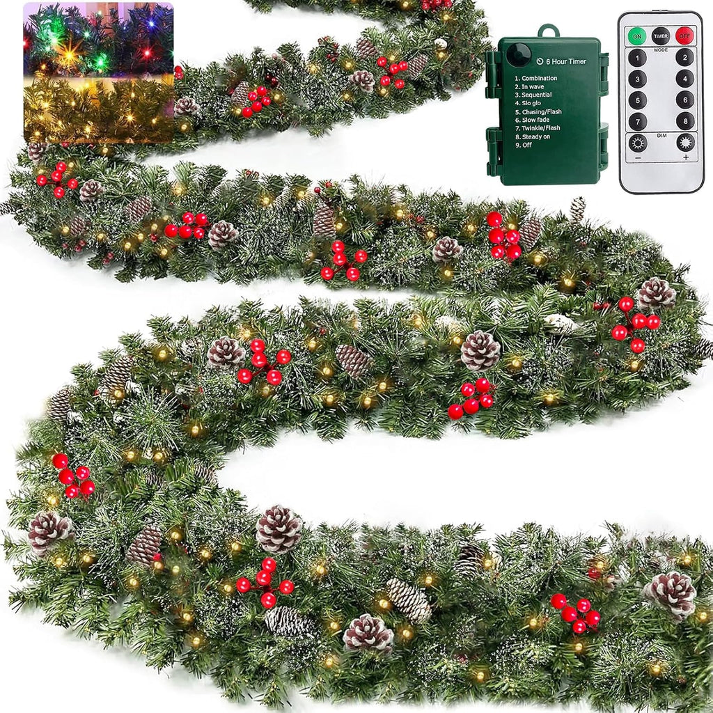remote control&super long&8 modes-18ft prelit snowy bristle pine, main product view