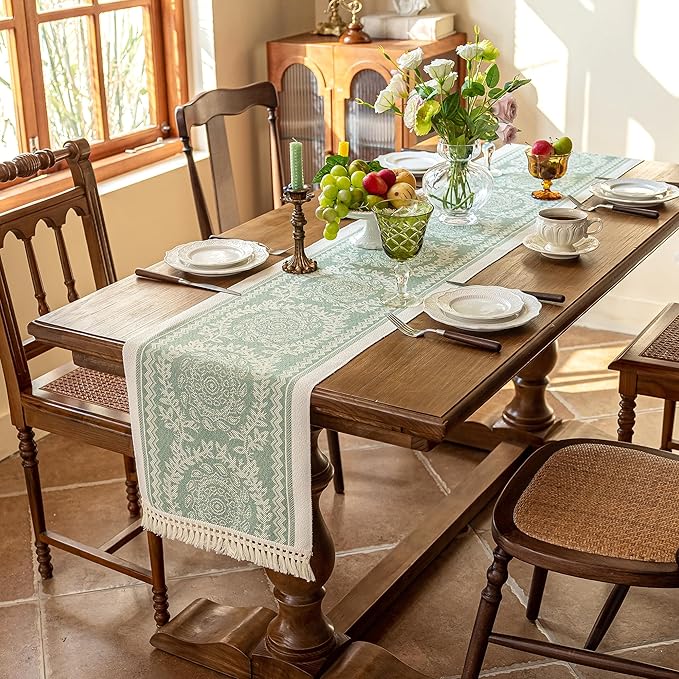 Table Runners 119 Inches,Waterproof Boho Table Runner with Tassel Fringe,Table Runner for Party Coffee Table