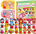 24Pcs Valentines Day Gifts for Kids, Animal Heart Squishy Toys With Cards for Galentines School Gift Exchange, Classroom Prizes, Bag Stuffers, Party Favors