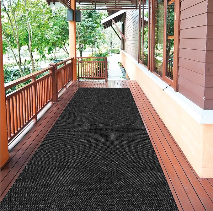 Ottomanson Commercial Scrape Rib Entry Mat – Heavy Duty Ribbed Floor Mat for High Traffic – Non Slip Rubber Back, Waterproof – Indoor Outdoor Use for Offices, Schools, Lobbies, 2'7" x 39', Black